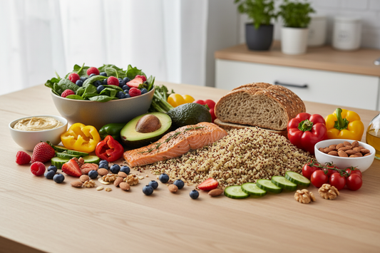 Maak een afbeelding waarin gezonde voeding centraal staat